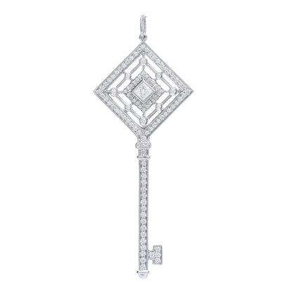 Tiffany Platinum Diamond Grace Key Pendant 1 of 3