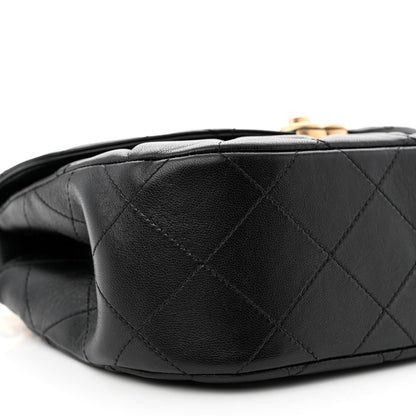 Chanel Lambskin Quilted Chain Messenger Bag Black 9 of 11