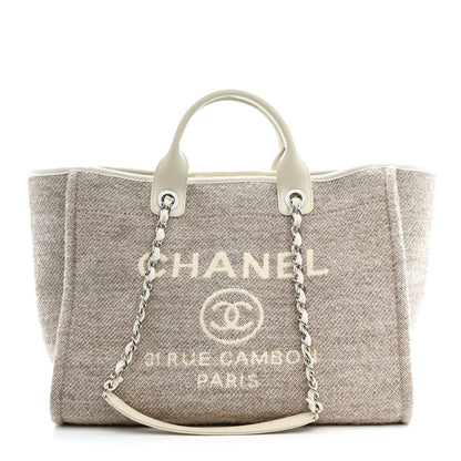 Chanel Mixed Fibers Calfskin Medium Deauville Tote Light Grey 1 of 10