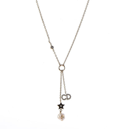 Christian Dior Crystal Pearl Shiny-D Tribal Long Necklace Gold 1 of 6