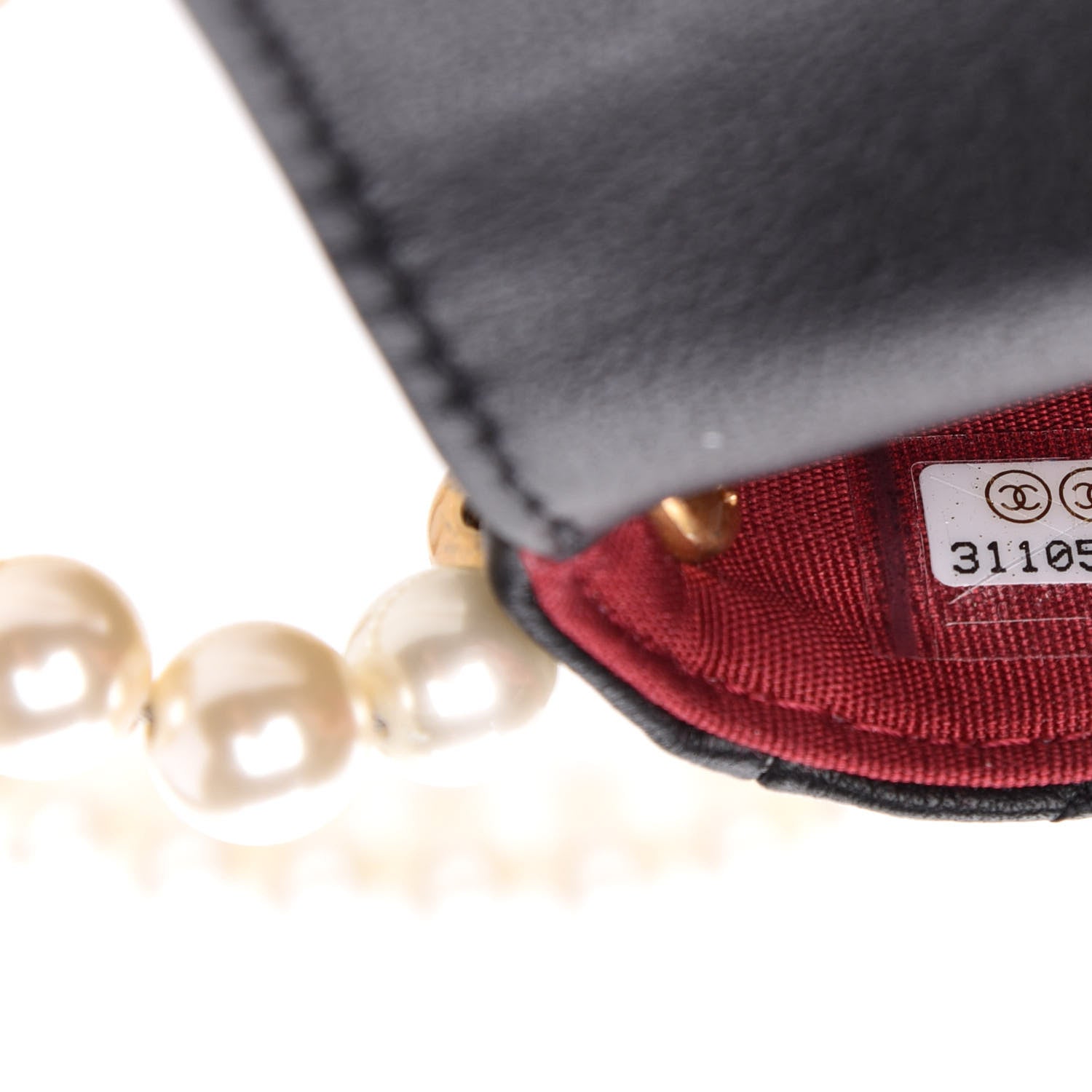 Chanel Calfskin Quilted About Pearls Card Holder Flap With Chain Black 8 of 11