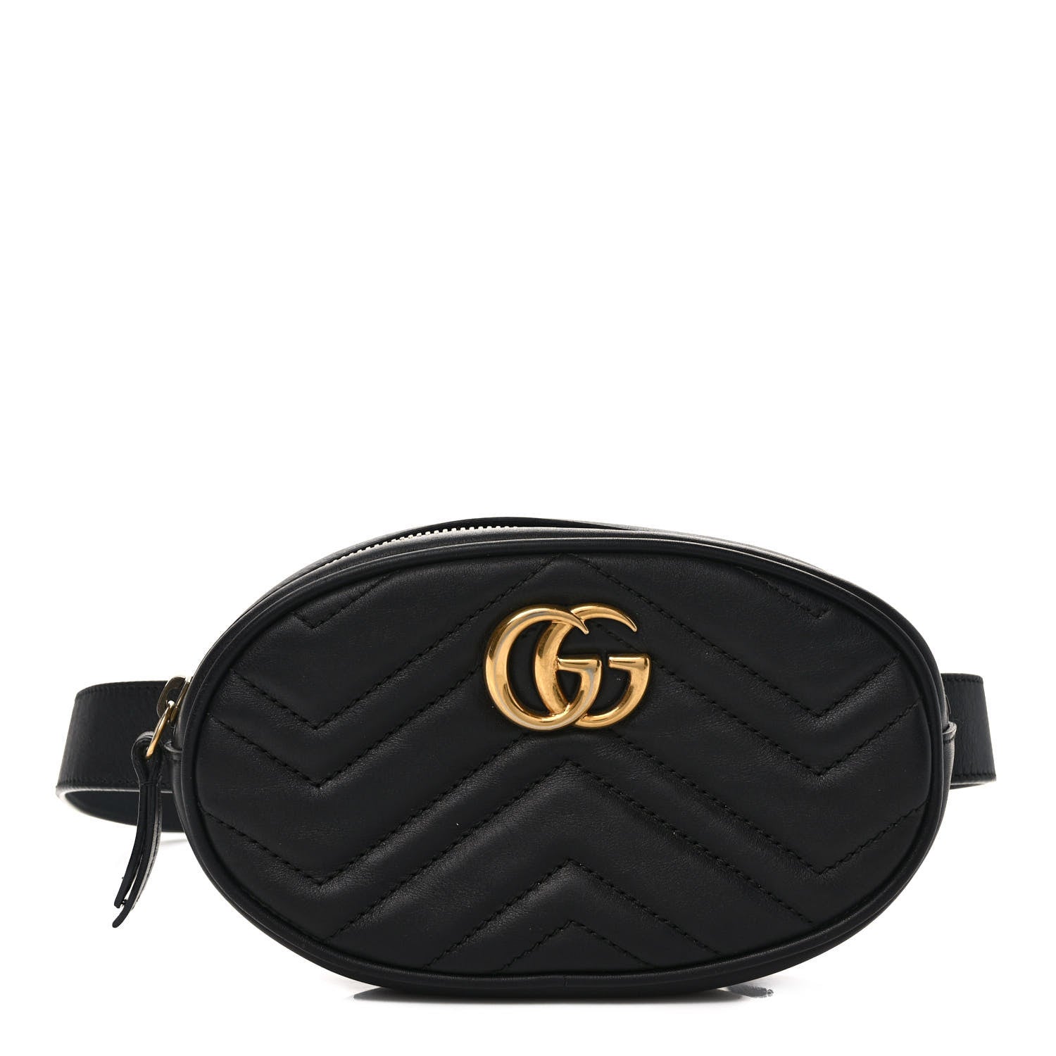 Gucci Calfskin Matelasse GG Marmont Belt Bag 75 30 Black 1 of 9