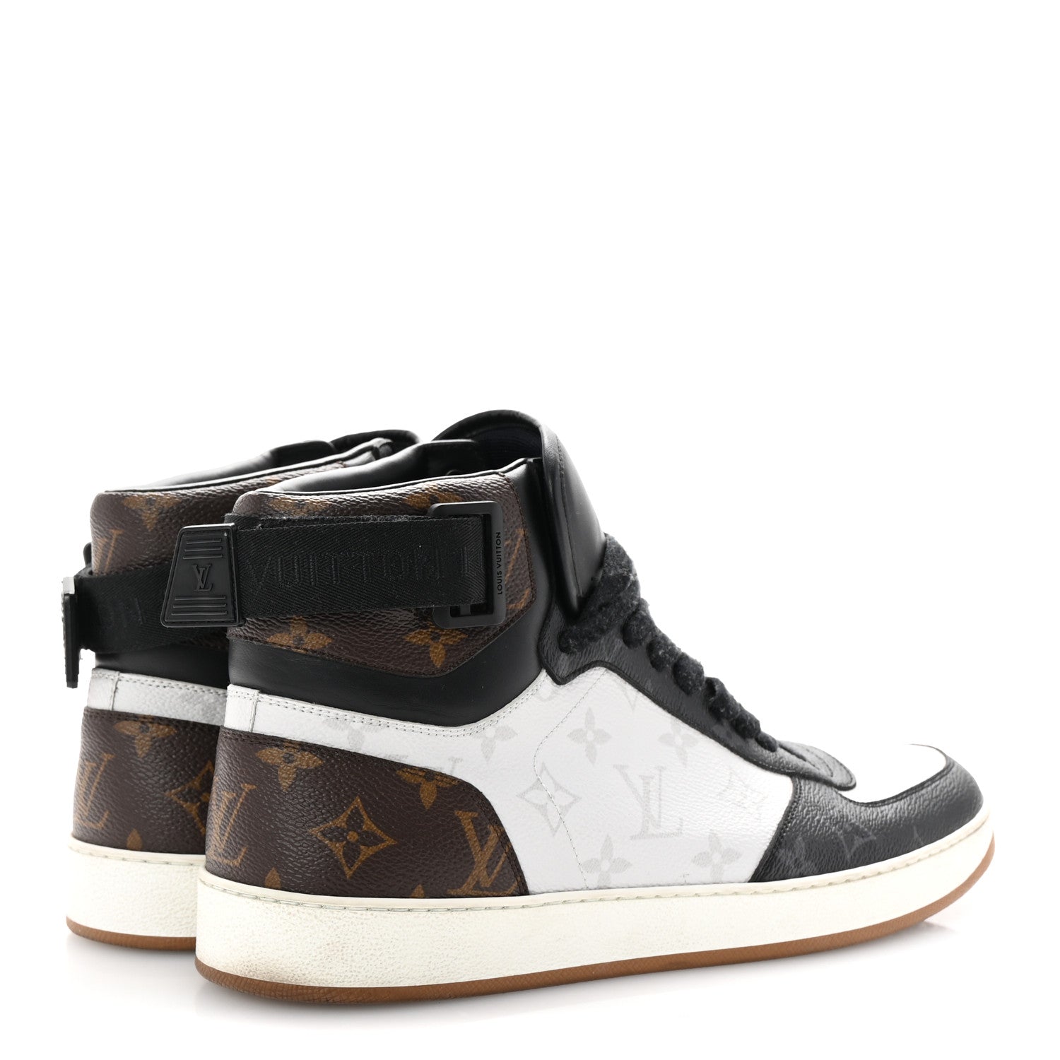 Louis Vuitton Calfskin Monogram Mens Rivoli High Top Sneakers 9.5 Black 5 of 9