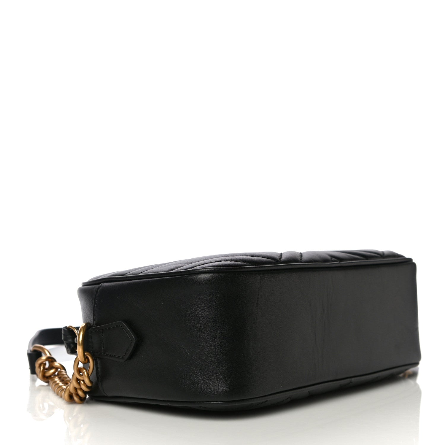 Gucci Calfskin Matelasse Small GG Marmont Chain Shoulder Bag Black 4 of 12