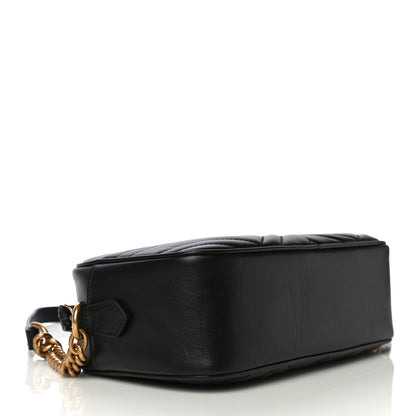 Gucci Calfskin Matelasse Small GG Marmont Chain Shoulder Bag Black 4 of 12