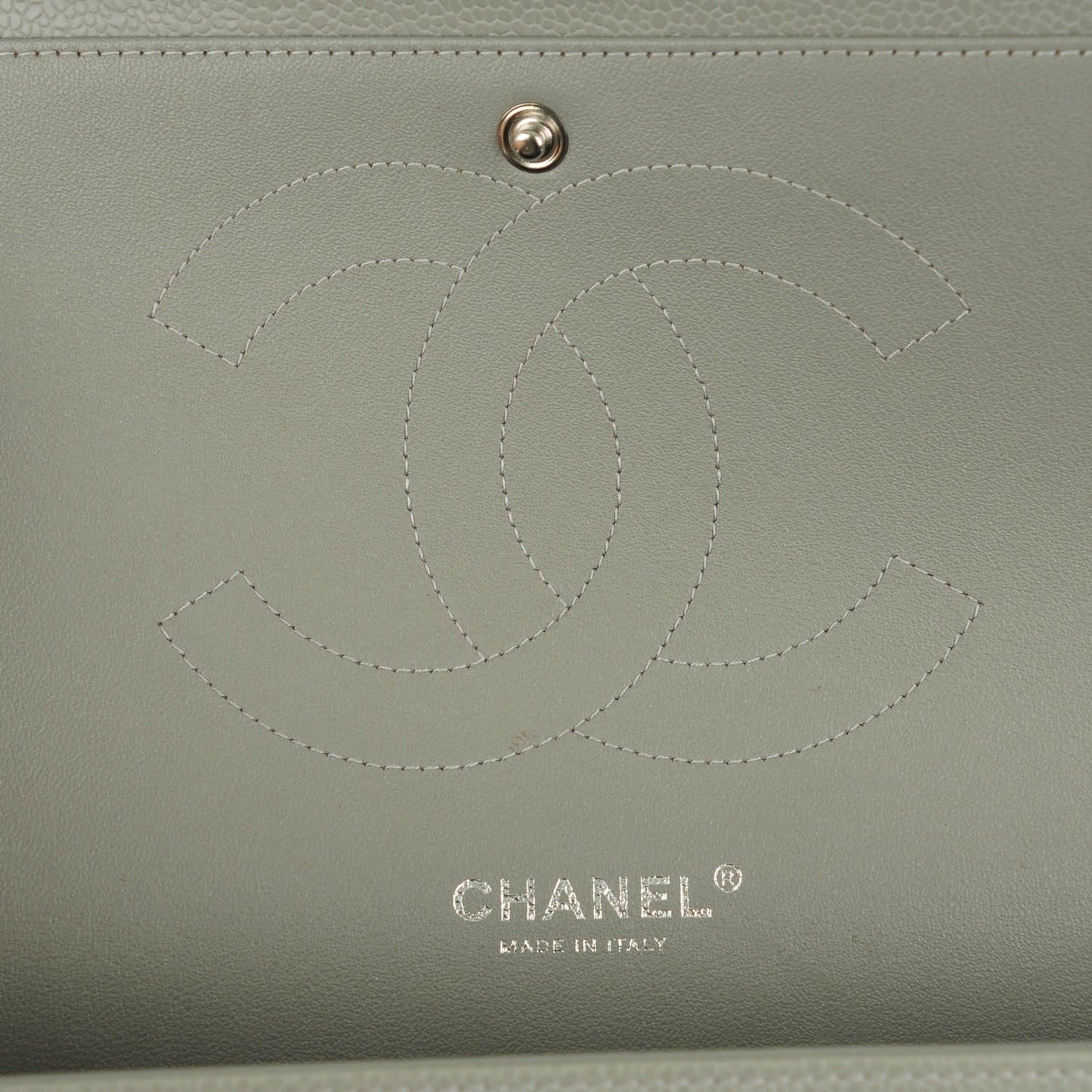 Caviar Quilted Jumbo Double Flap Grey