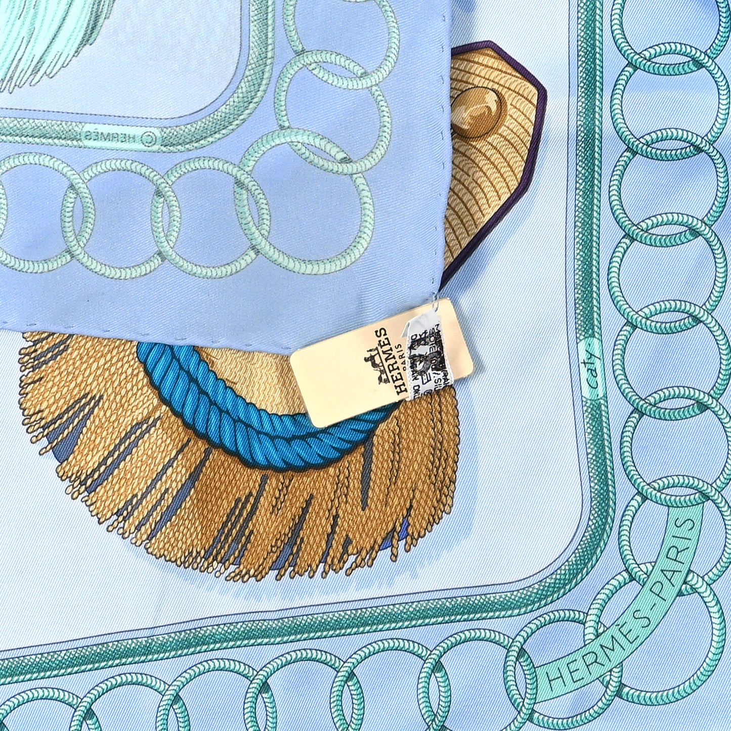 Silk Epaulettes Scarf 70 Ciel Bleu Pale Vert