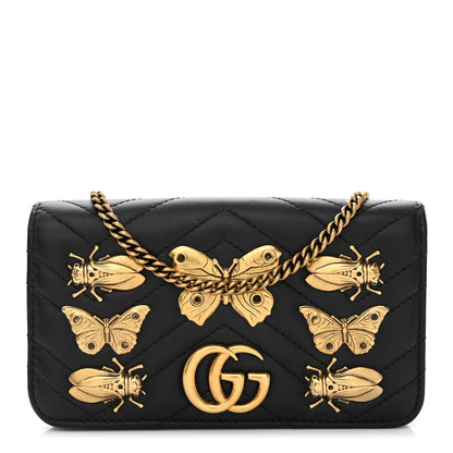 Gucci Calfskin Matelasse Mini Animal Studs GG Marmont Bag Black 1 of 9