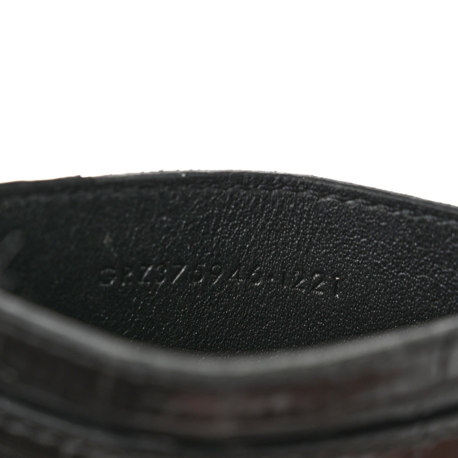 Saint Laurent Calfskin Crocodile Embossed Card Case Black 7 of 8