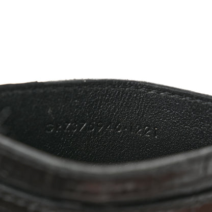 Saint Laurent Calfskin Crocodile Embossed Card Case Black 7 of 8
