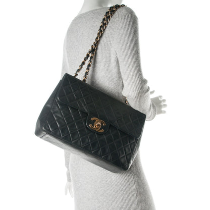 Chanel Lambskin Quilted XL Jumbo Single Flap Black 2 of 9