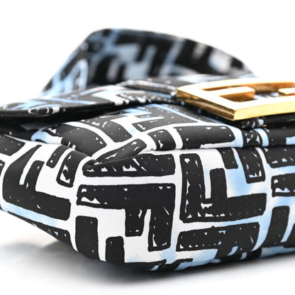 Fendi X JOSHUA VIDES Nylon FF Cloudy Mini Belt Baguette Bag White Celeste Black 9 of 10