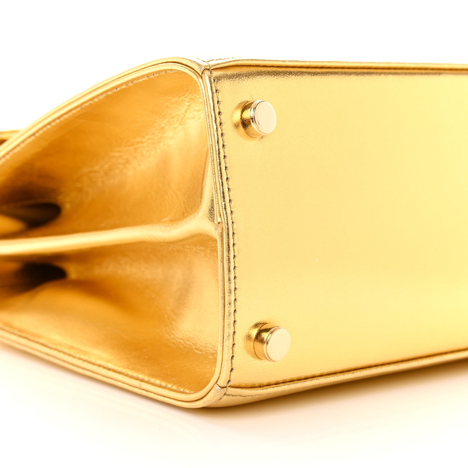 Salvatore Ferragamo Metallic Calfskin Small Iconic Top Handle Bag Gold 9 of 13