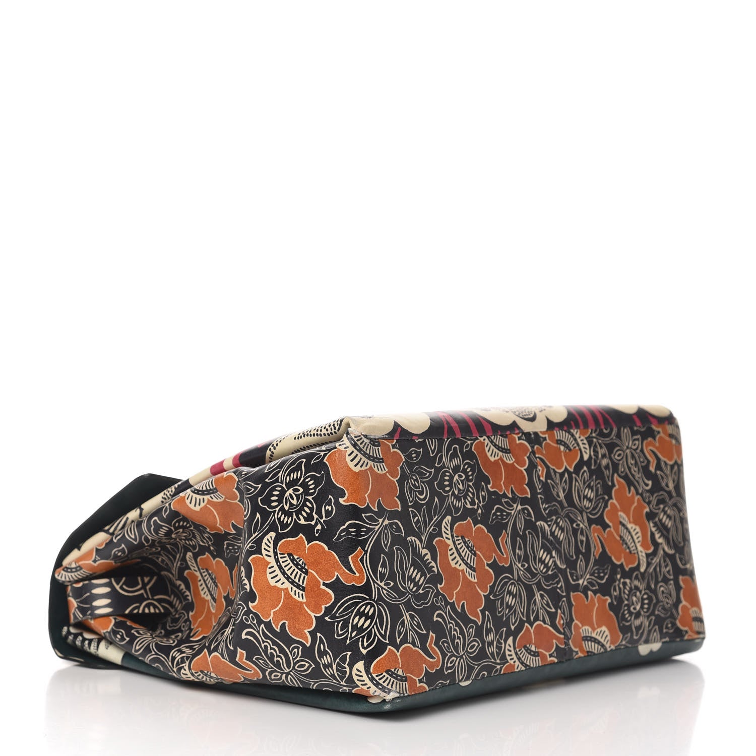 Valentino Garavani Calfskin Floral Print Mime Single Handle Bag Green 4 of 16