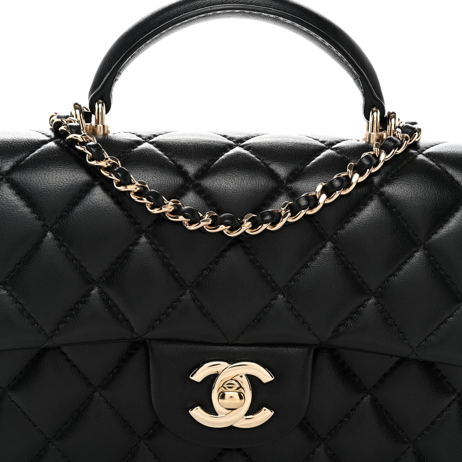 Chanel Lambskin Quilted Mini Top Handle Rectangular Flap Black 8 of 10