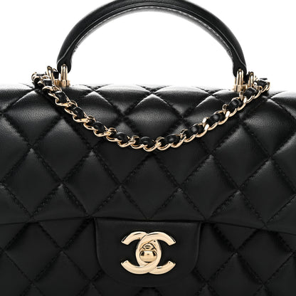Chanel Lambskin Quilted Mini Top Handle Rectangular Flap Black 8 of 10