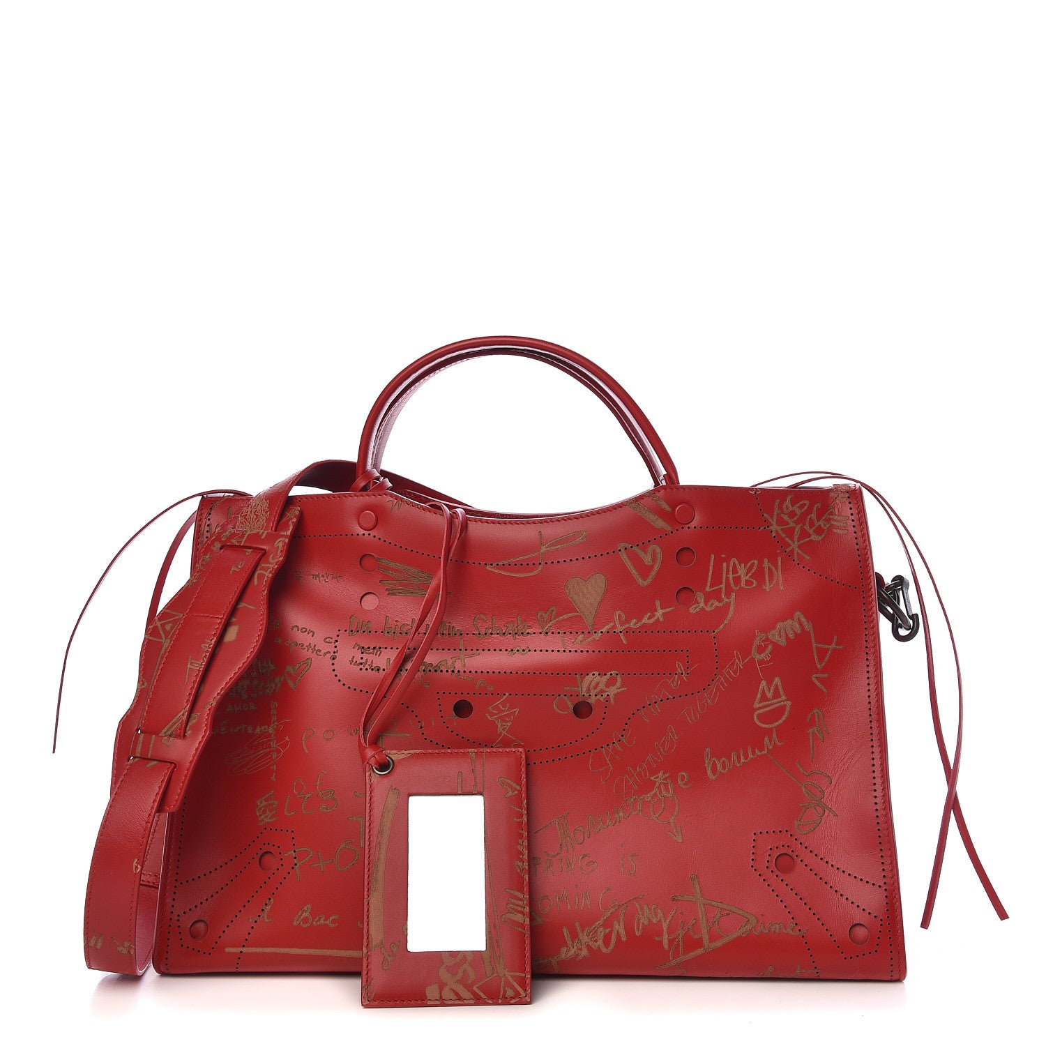 Balenciaga Calfskin Love Perforated Blackout Hardware City Rouge Profond 1 of 11