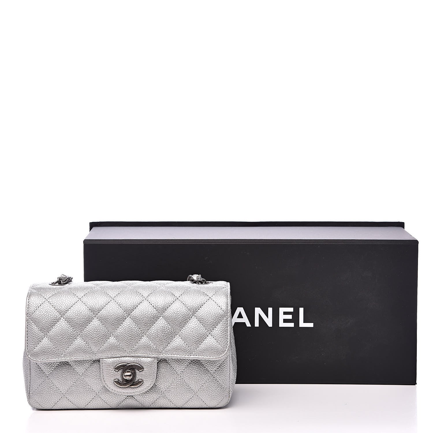 Chanel Metallic Caviar Quilted Mini Rectangular Flap Silver 13 of 13