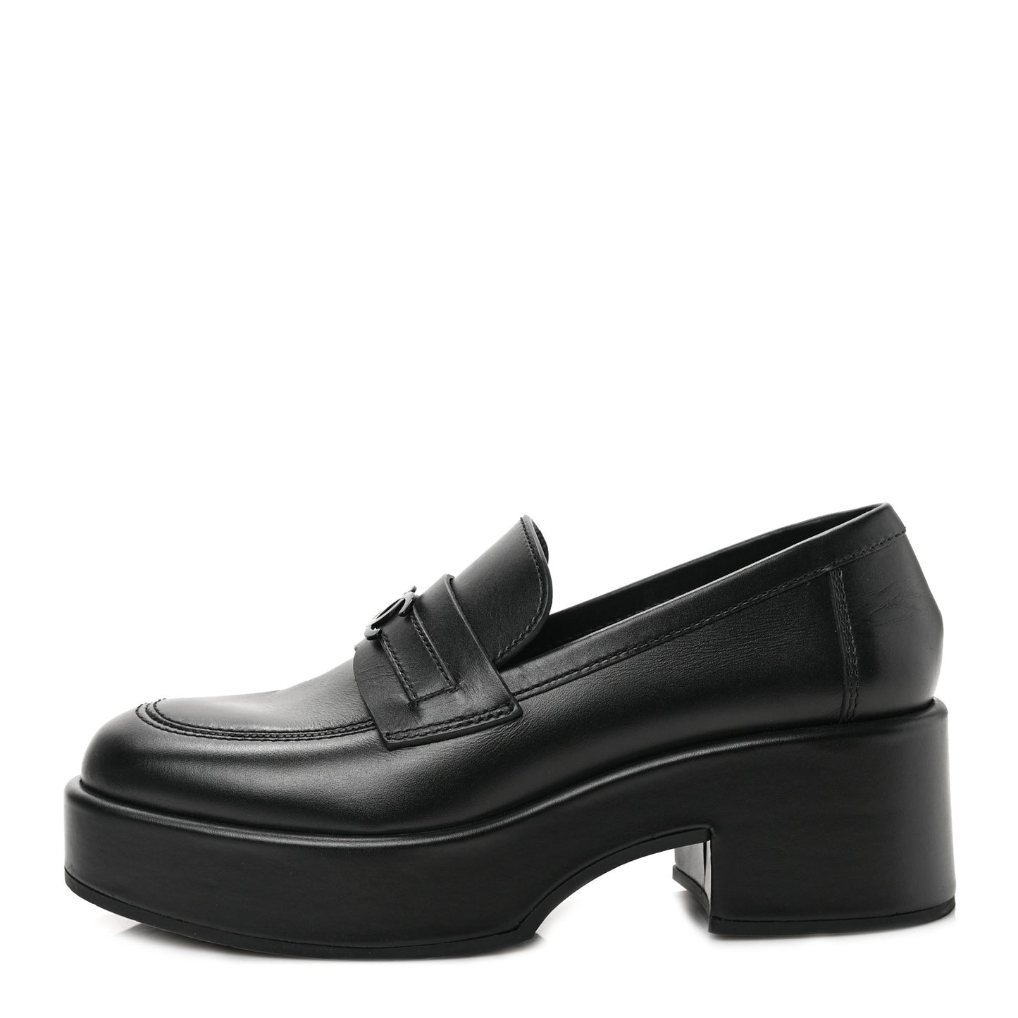 Calfskin CC Platform Loafers 38 Black