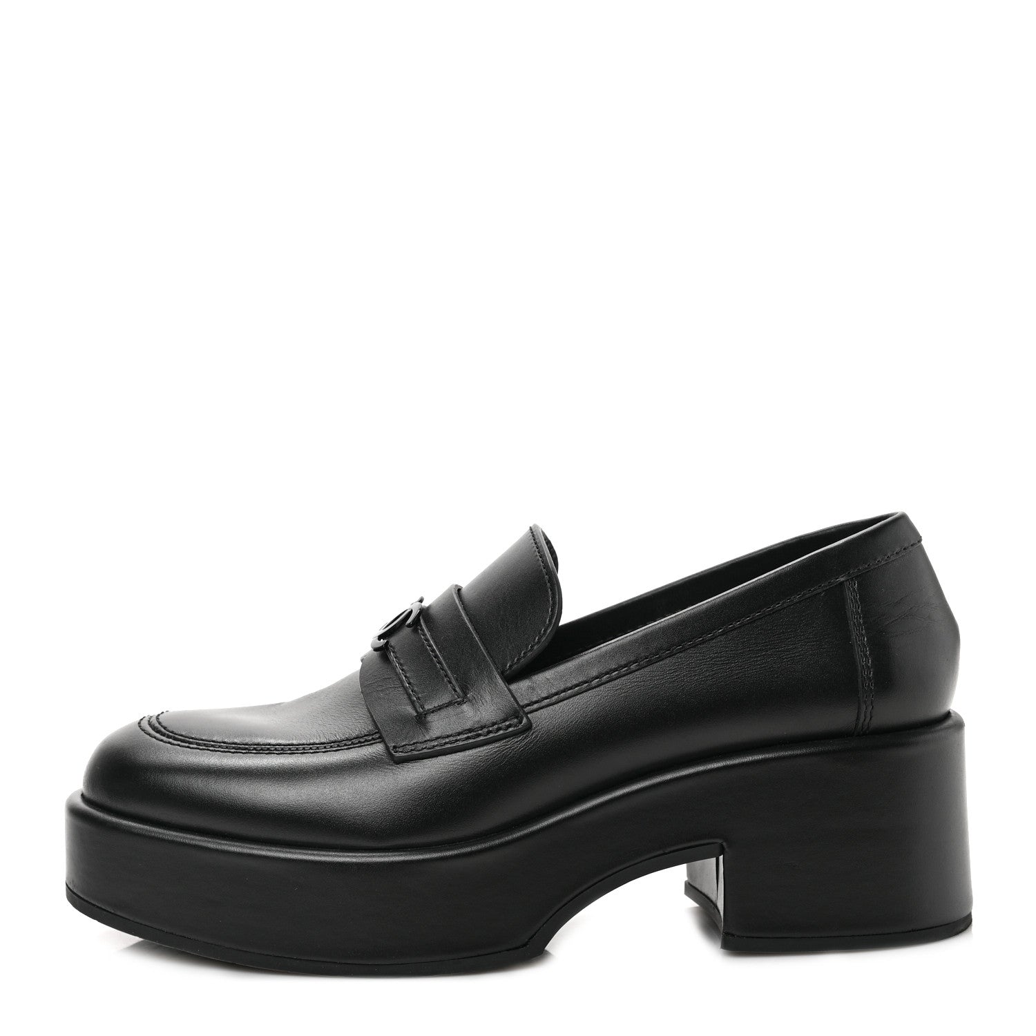 Chanel Calfskin CC Platform Loafers 38 Black 1 of 8