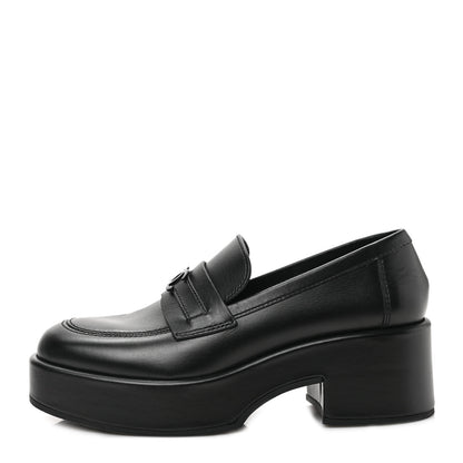 Chanel Calfskin CC Platform Loafers 38 Black 1 of 8