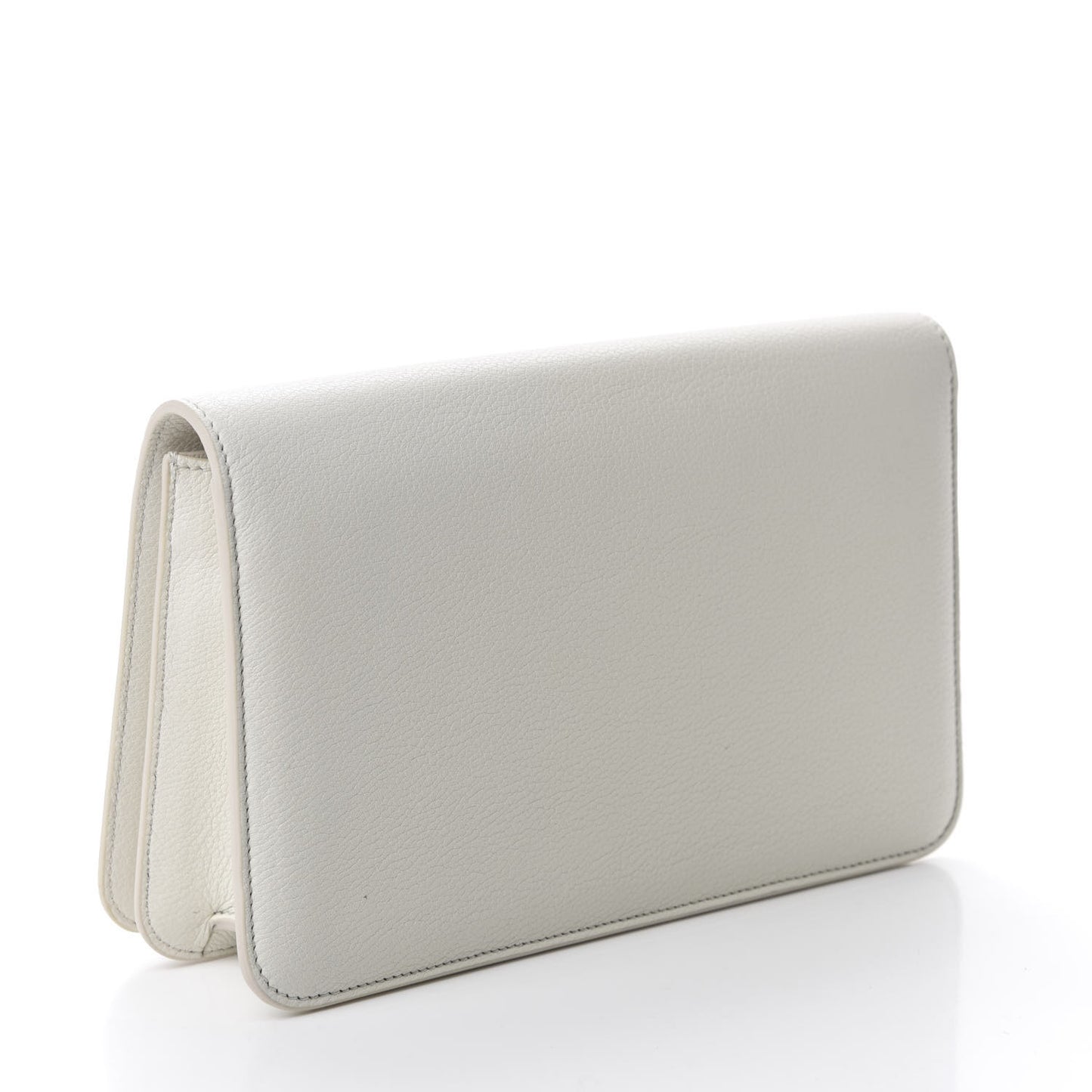 Grained Calfskin Small Tara Clutch White