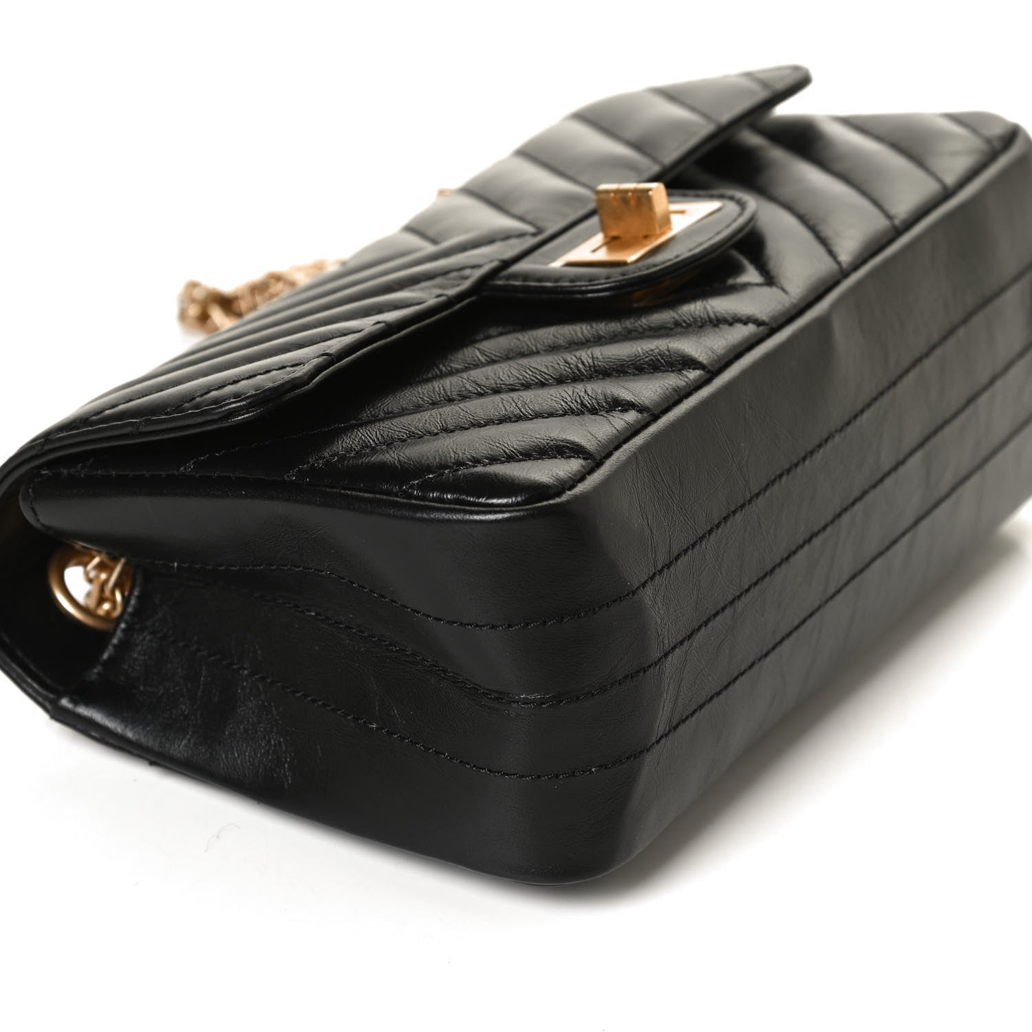 Chanel Aged Calfskin Chevron Quilted 2.55 Reissue Mini Flap Black 11 of 13