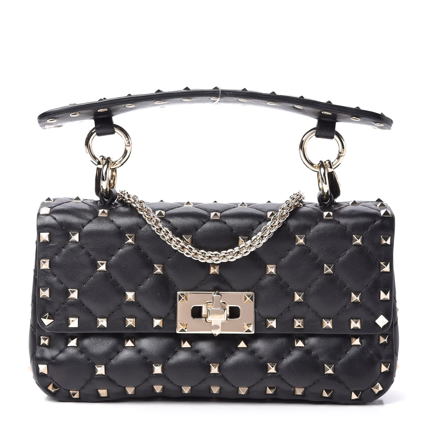 Valentino Garavani Lambskin Small Rockstud Spike Shoulder Bag Black 1 of 9