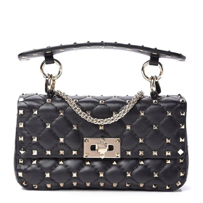 Valentino Garavani Lambskin Small Rockstud Spike Shoulder Bag Black 1 of 9