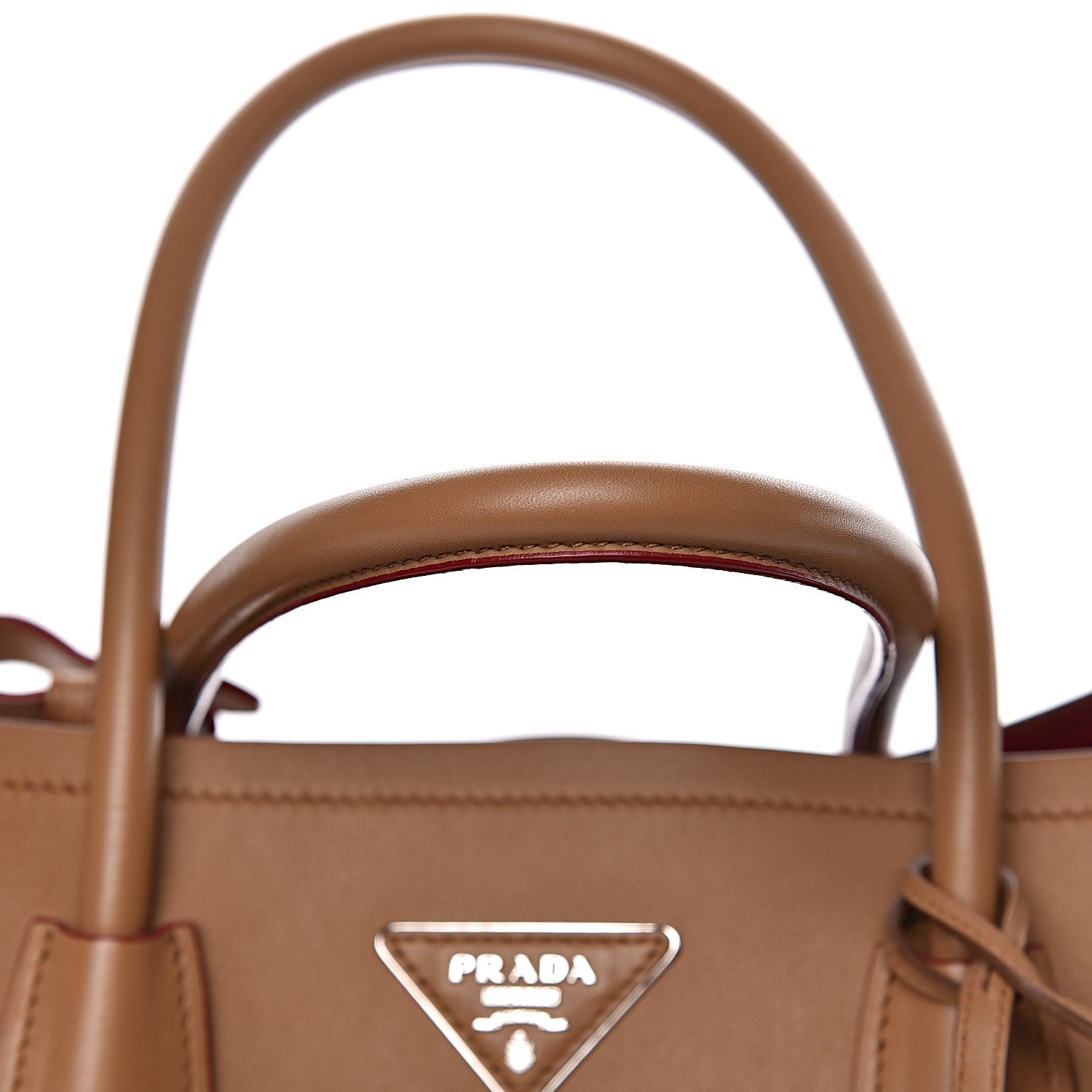 Prada City Calfskin Large Double Bag Caramel Fuoco 8 of 14