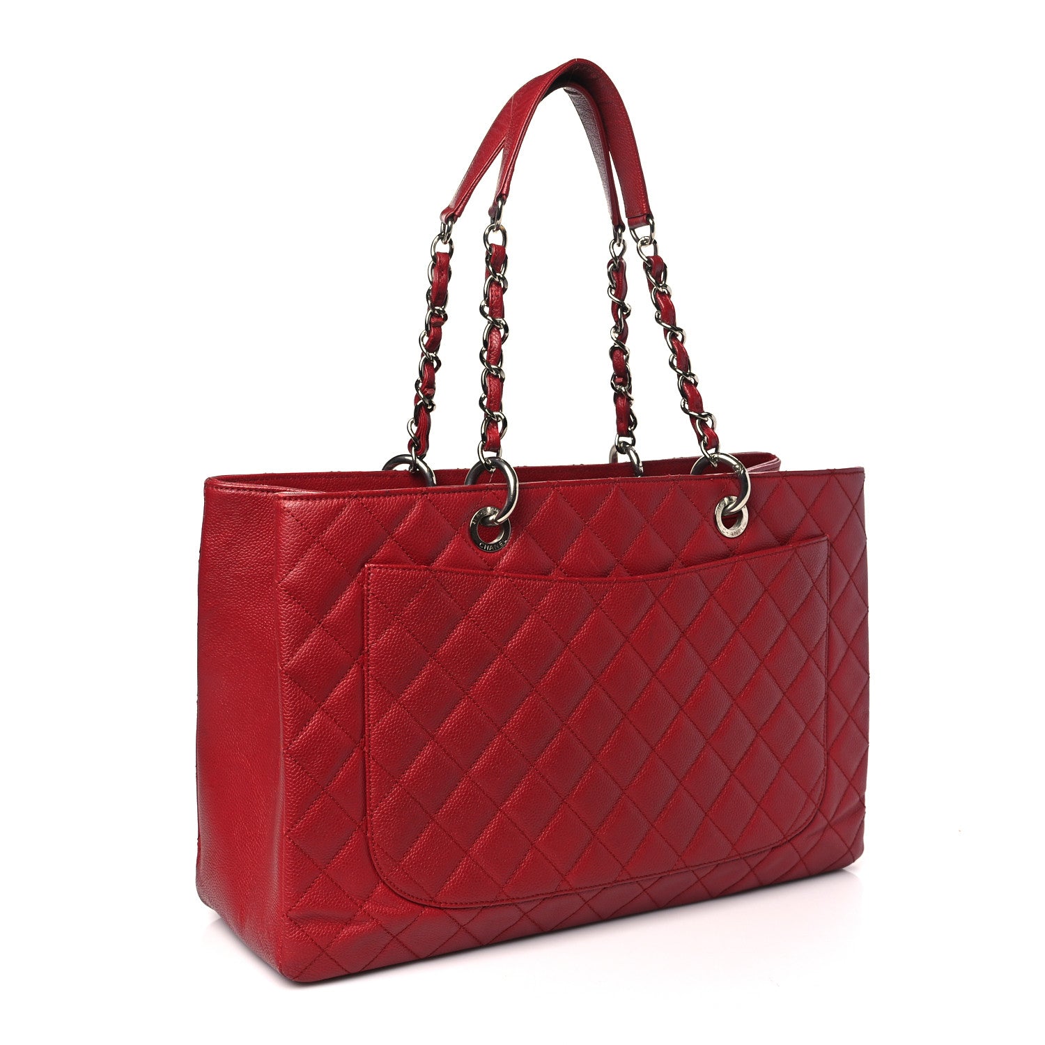 Chanel Caviar Quilted XL Grand Shopping Tote GST Red 3 of 14
