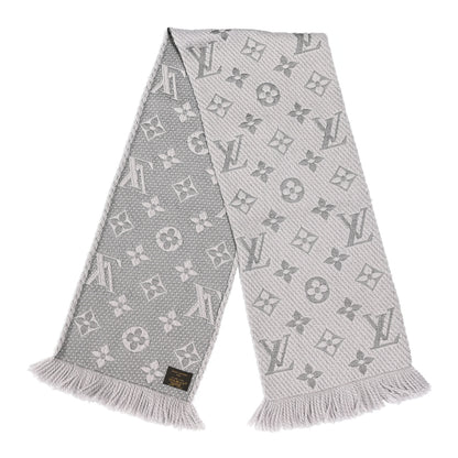 Louis Vuitton Wool Silk Logomania Scarf Pearl Grey 2 of 3