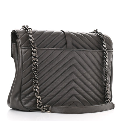Saint Laurent Sheepskin Matelasse Chevron Monogram Large College Satchel Dark Anthracite 3 of 15