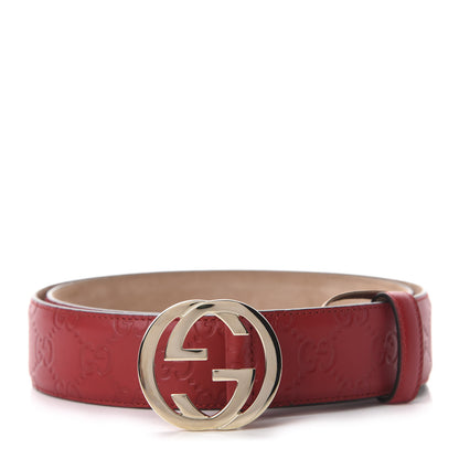 Gucci Guccissima Signature Interlocking G 37mm Belt 95 38 Hibiscus Red 1 of 4