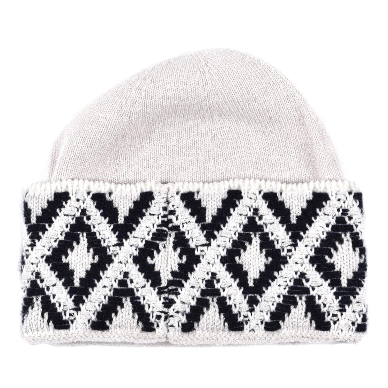 Chanel Cashmere Blend CC Beanie Hat With Gloves Set White Navy Blue 3 of 9