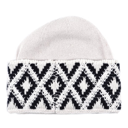 Chanel Cashmere Blend CC Beanie Hat With Gloves Set White Navy Blue 3 of 9
