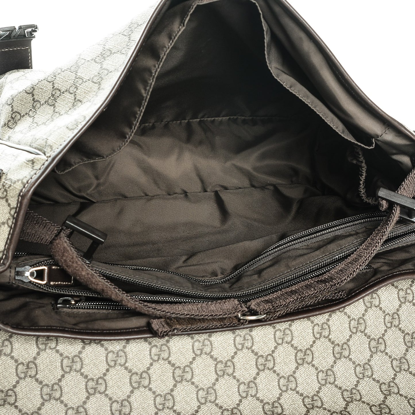 GG Plus Monogram Messenger Diaper Bag Dark Brown