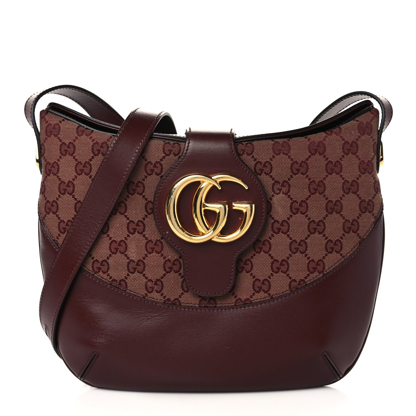 GG Monogram Calfskin Medium Arli Shoulder Bag Sahara Rubino Chardonnay