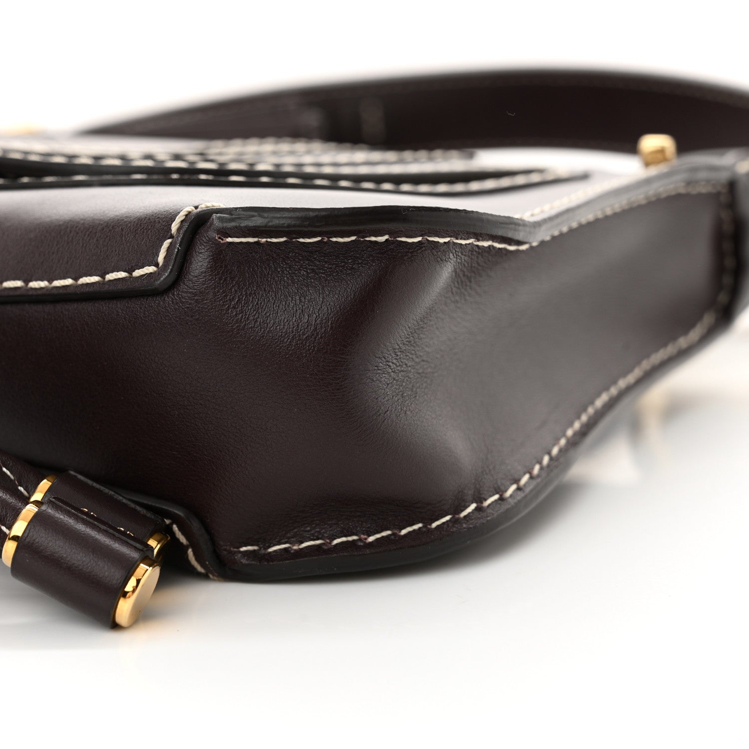 Chloe Shiny Calfskin Small Marcie Saddle Shoulder Bag Black Raisin 10 of 10
