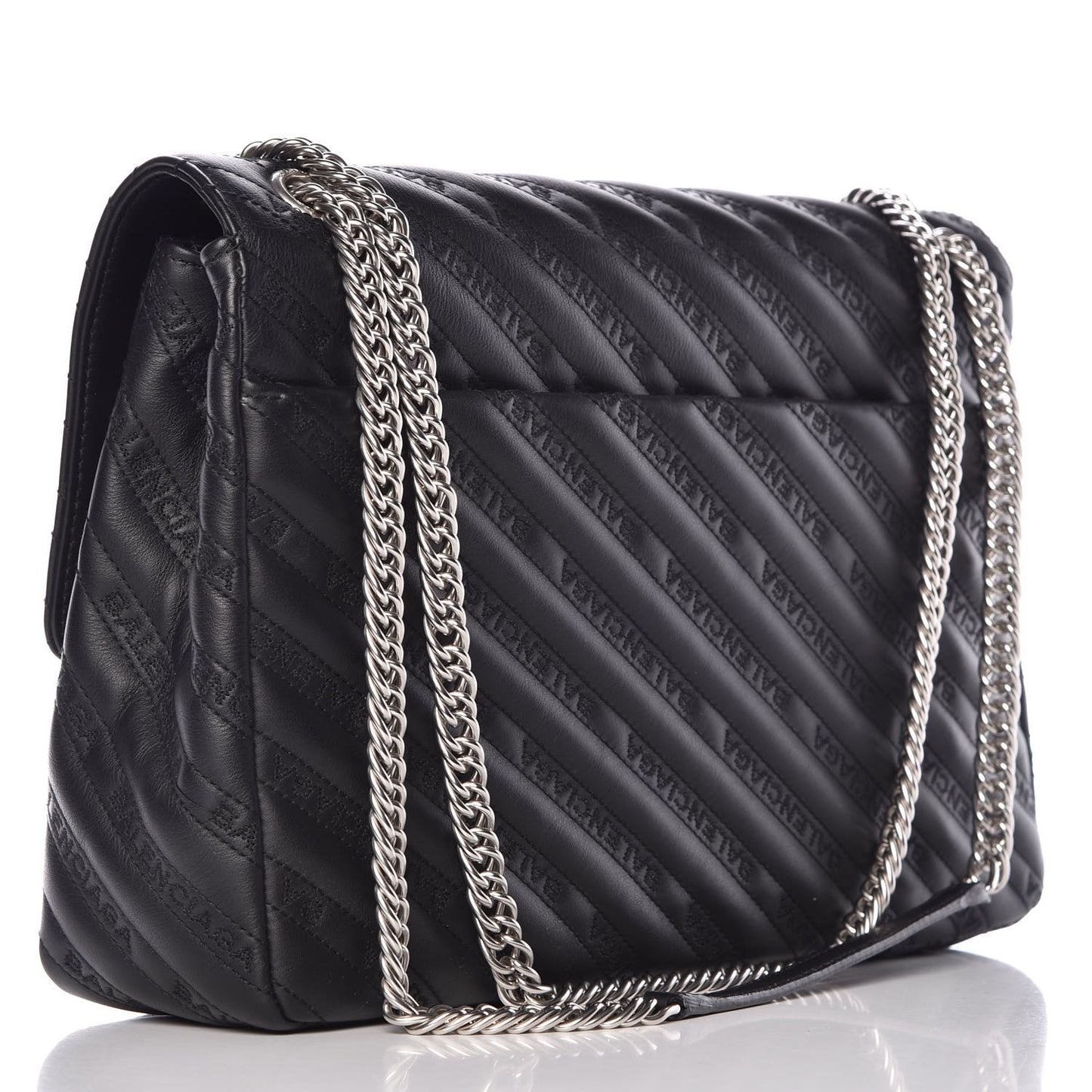 Calfskin Logo Matelasse Large BB Flap Chain Shoulder Bag Black