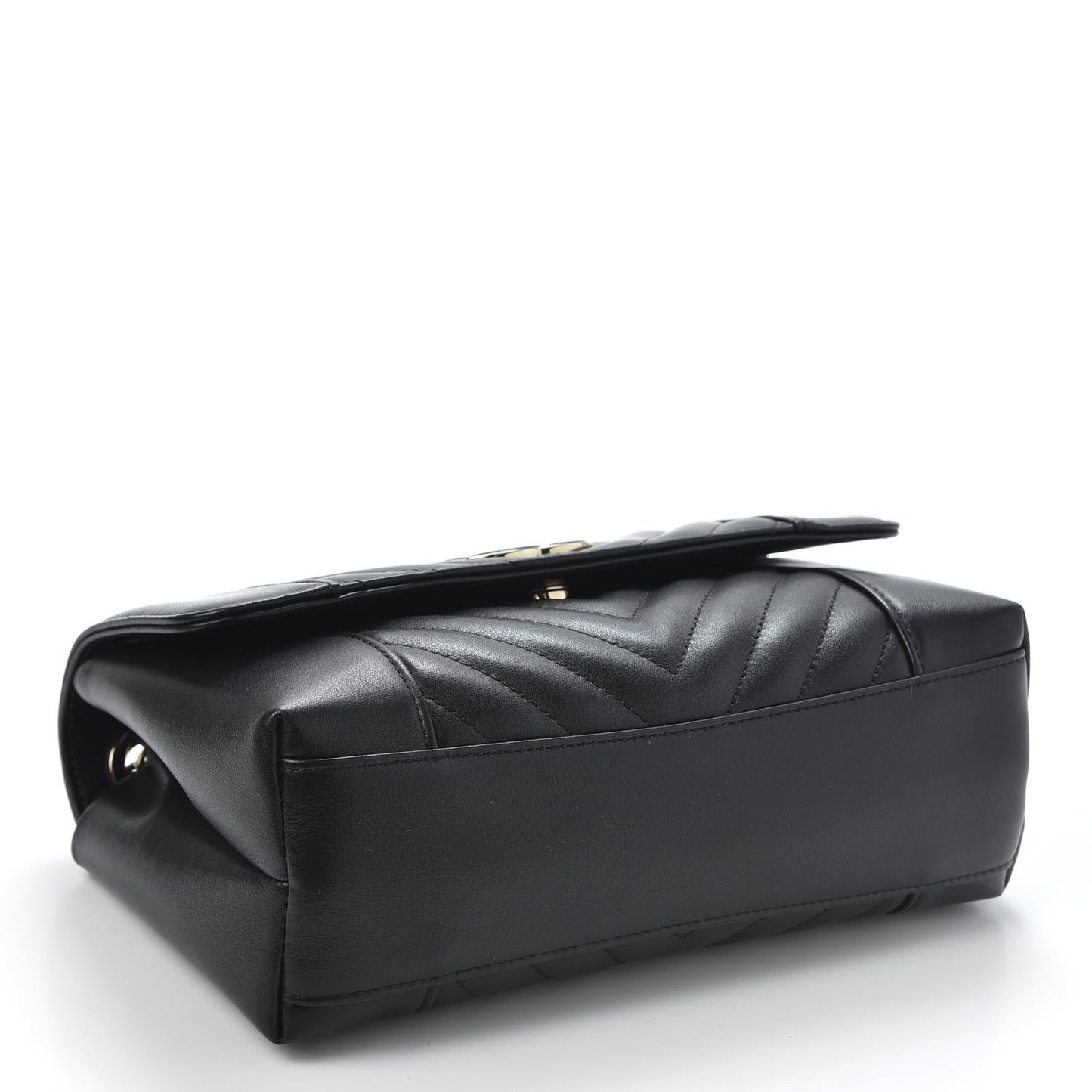 Calfskin Chevron Quilted Small Flap Black