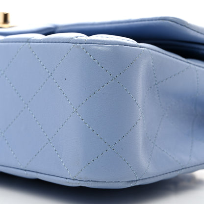 Chanel Lambskin Quilted Medium Double Flap Light Blue 10 of 11