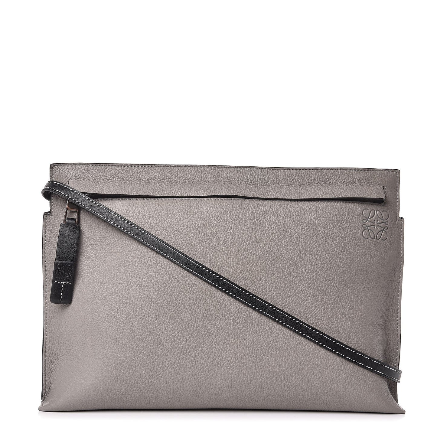Calfskin T Pouch Bag Smoke Grey Anthracite