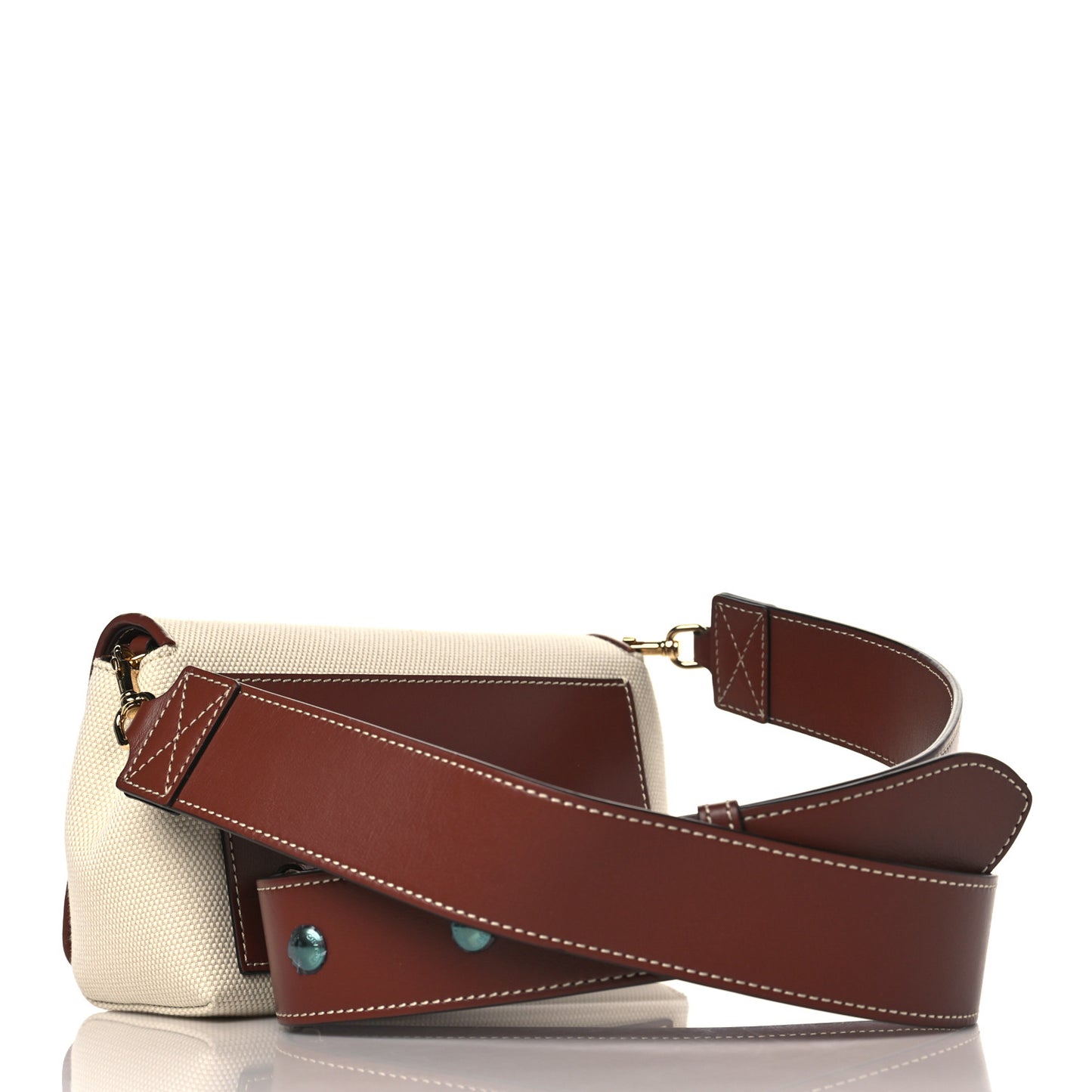 Calfskin Canvas Horseferry Print Hackberry Crossbody Bag Natural Tan