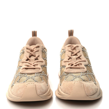 Gucci Tela Retino Mesh Crystal Suede GG Monogram Womens Gucci Run Sneakers 38 Light Powder Skin Rose Silver 2 of 10