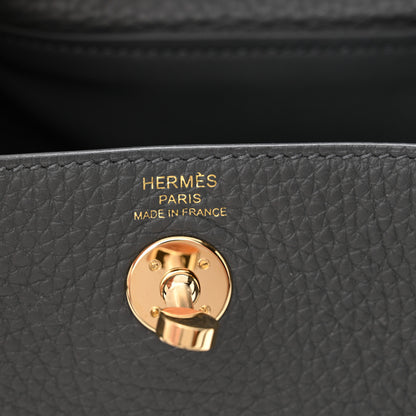 Hermes Taurillon Clemence Mini Lindy 20 Ardoise 6 of 11