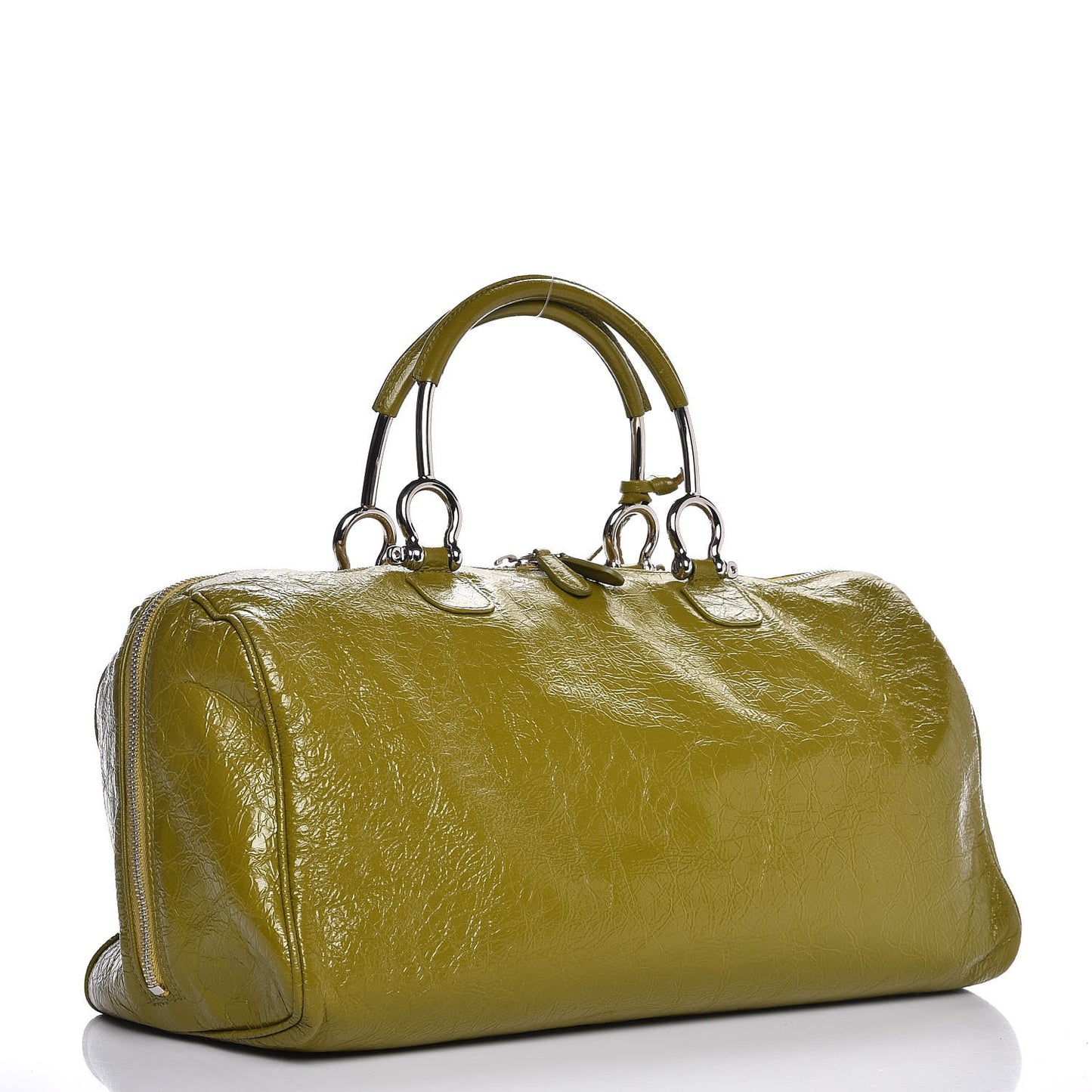 Patent Duffel Green