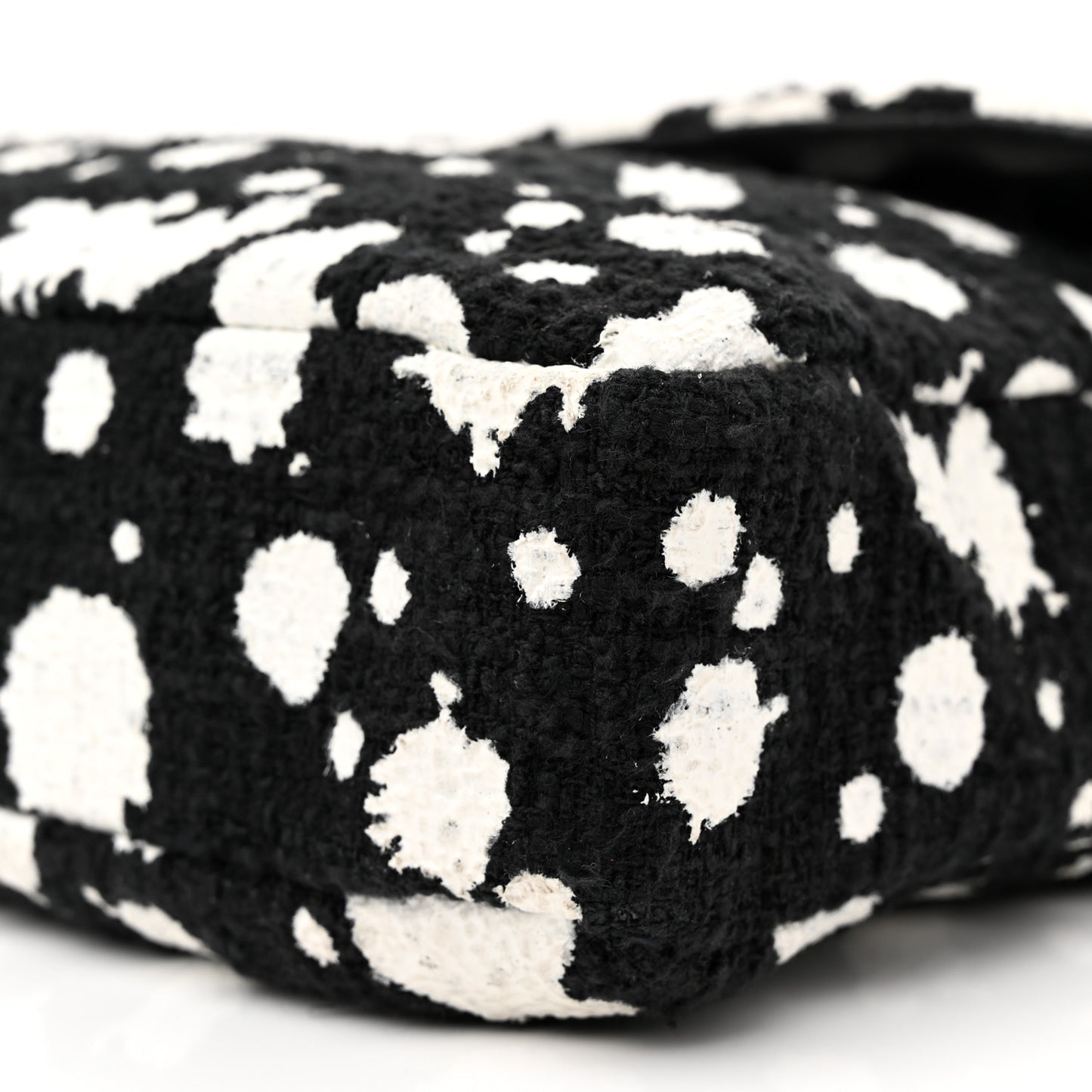Tweed Paint Splatter Print Flap Black White