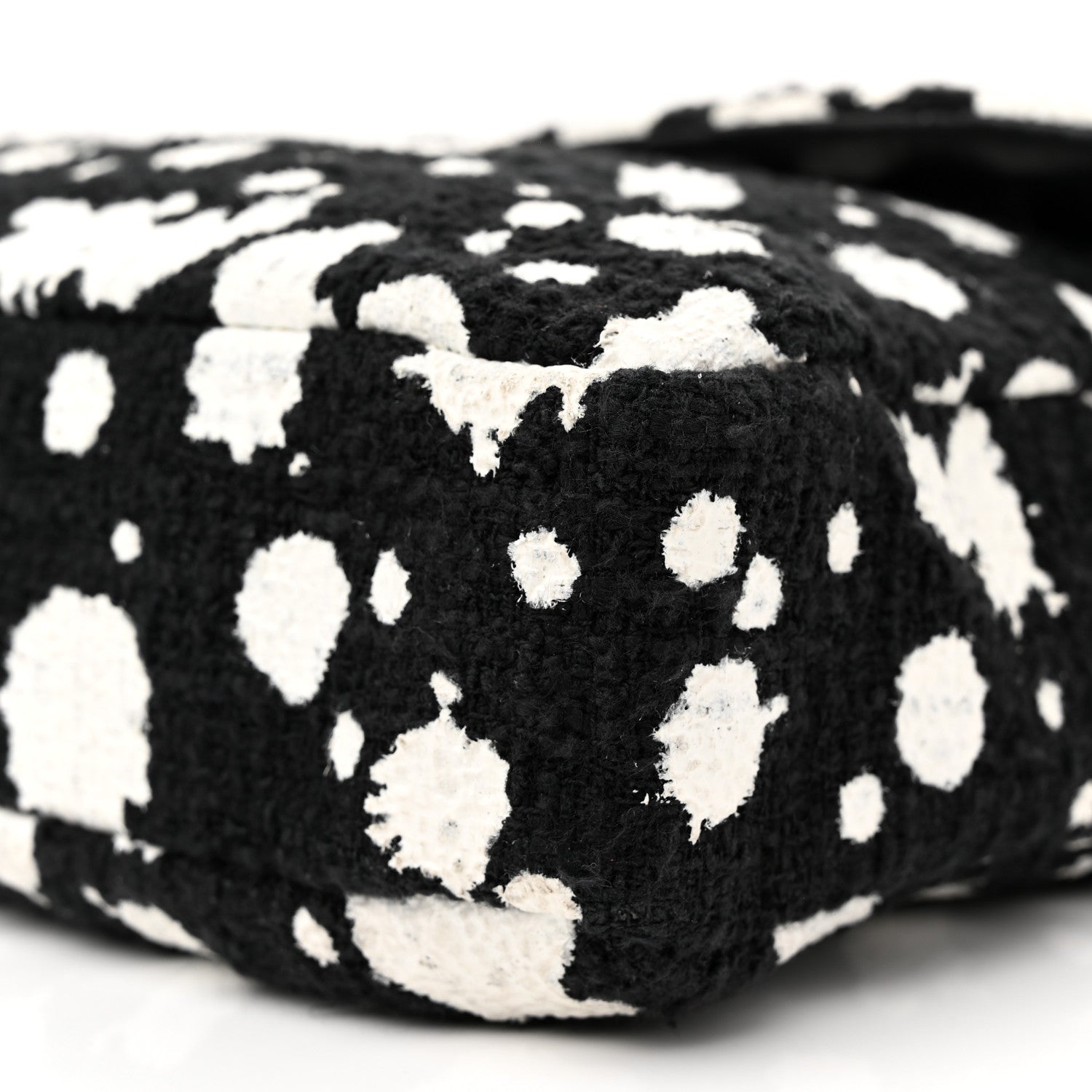 Chanel Tweed Paint Splatter Print Flap Black White 10 of 13