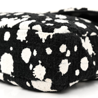 Chanel Tweed Paint Splatter Print Flap Black White 10 of 13